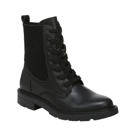 NWT SAM EDELMAN Kids Lydell Black Leather Combat Boots Size 4/Womens 5.5 - Picture 2 of 7